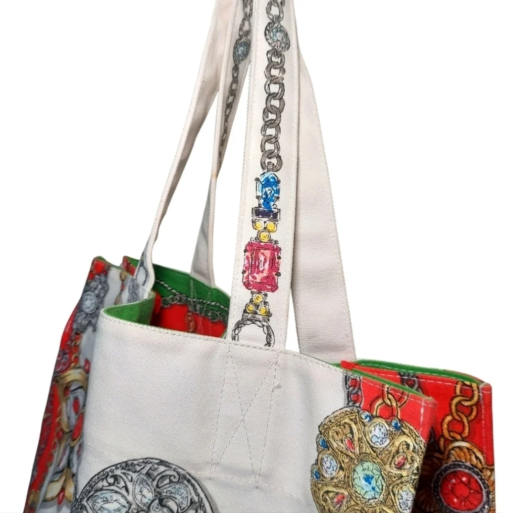Brighton Large Canvas All That Glitters Ornate Tote Shoulder Bag